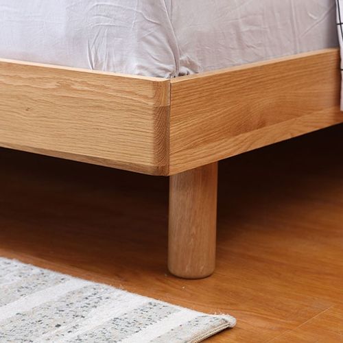 18米白橡木实木床双人床北欧简约日式插座床卧室家居家具 原木色