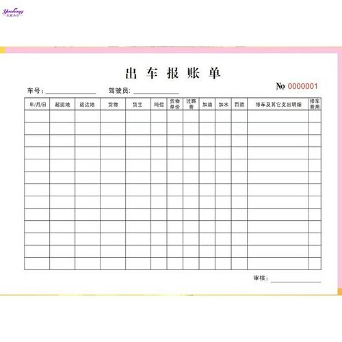 运输车队司机出车记账单二联订制货v车驾驶员出车费用明细表日记