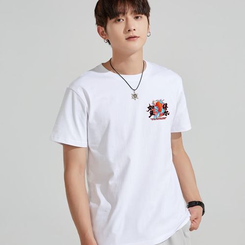 国潮原创设计短袖情侣t恤男女纯棉如鱼得水图案时尚休闲学生新款