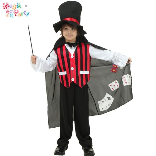 万圣节儿童演出服装cosplay表演衣服男童披风小魔术师魔法师服饰