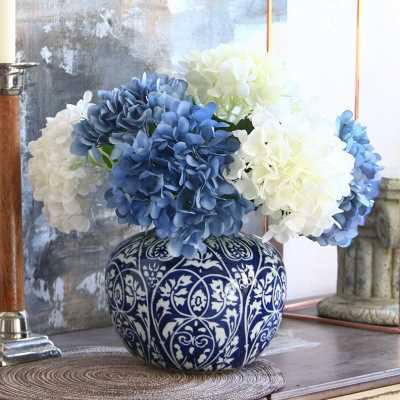 清汤卧果 新中式蓝色叶纹青花陶瓷花瓶 景德镇中式客厅装饰品摆.