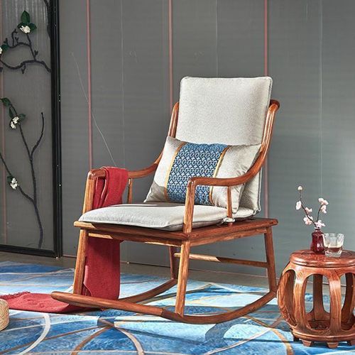 红木摇椅酸枝木家用老人椅中式逍遥椅阳台休闲全实木躺椅刺猬紫檀