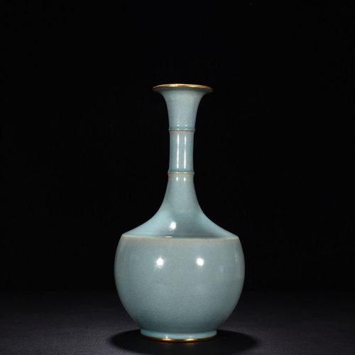 古董古玩收藏真品包老保真老瓷器宋瓷摆件 宋汝窑天青釉炫纹大瓶