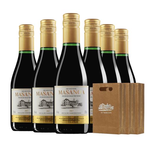 【京挑好物】玛莎诺娅干红葡萄酒整箱红酒6支装酒187ml*6 玛莎诺娅