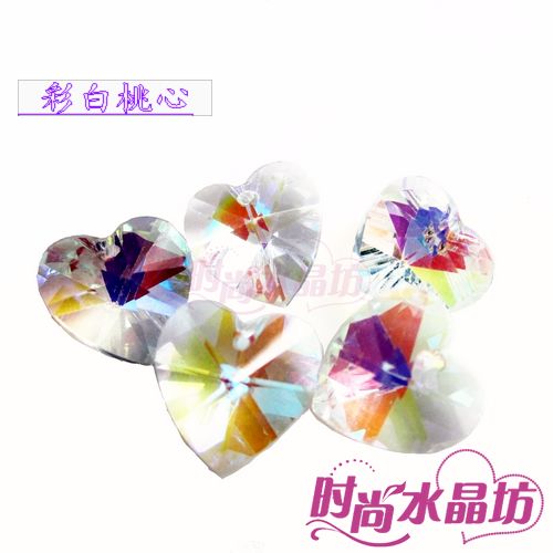 水晶单孔桃心14mm镀ab彩 diy手工串珠水晶散珠 饰品材料