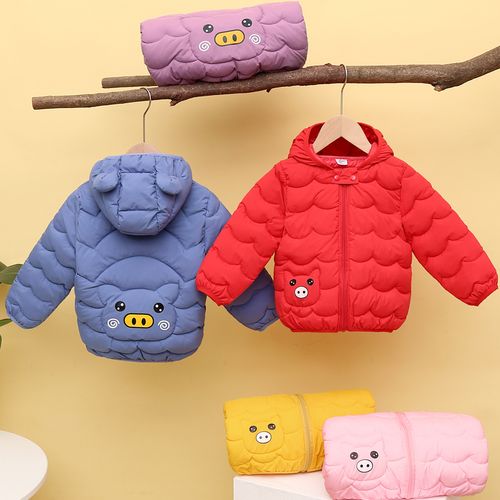儿童轻薄棉衣秋冬装婴幼儿宝宝棉服男童可爱卡通棉袄女童连帽外套