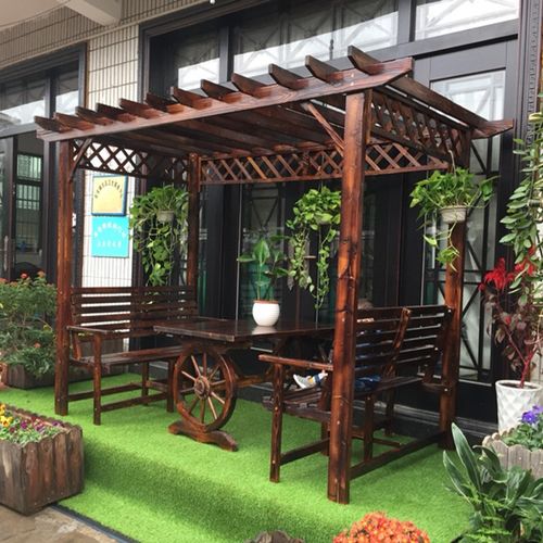 防腐木葡萄架户外庭院家具阳台花园休闲桌椅爬藤花架别l墅木屋凉