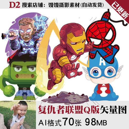 复仇者联盟漫威英雄q版人物免抠图ai格式矢量图片烫画印花ps素材