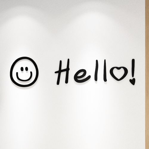 服装店装饰墙贴hello你好爱心笑脸3d立体加厚款ins风