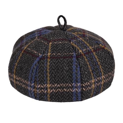 盛锡福帽子21秋冬男士无檐八角帽男款格纹博士帽男女通用画家帽 灰色