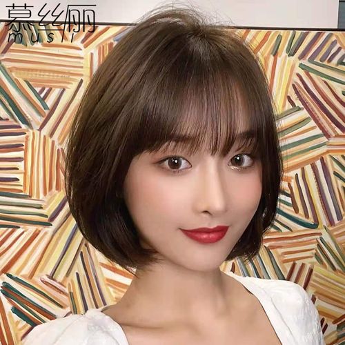 2022新款假发女短发圆脸波波头真人发丝网红时尚气质自然造型递针假发