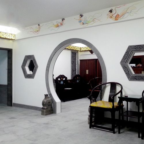 新定制xt1203月亮门门套200cm中式玄关隔断仿古拱形门弧形砖雕回