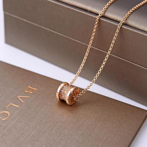 bvlgari宝格丽项链女小蛮腰玫瑰金镶钻18k黑陶瓷锁骨