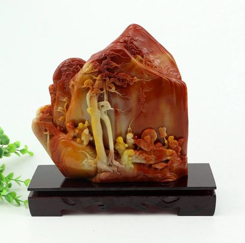 天然寿山石原石摆件 玉石山水石料 家居客厅观赏石玉雕工艺品玉器