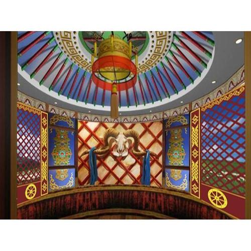 蒙古包哈纳背景墙格栅装饰梁画蒙元文化羊餐厅墙布蒙古草原壁纸