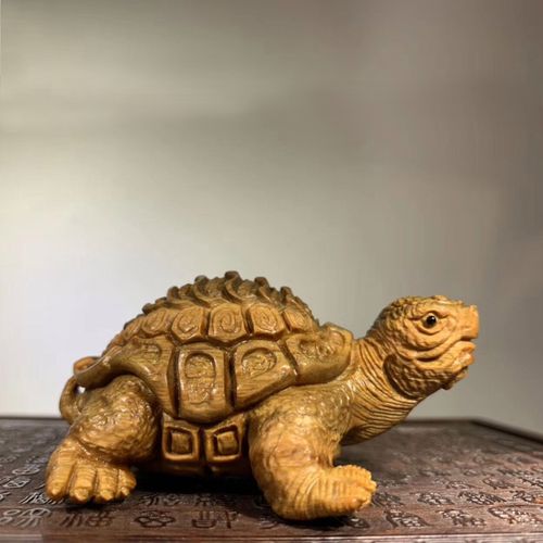 绿檀木雕刻手工招财龟手把件动物摆件乌龟龟壳手玩把件贺寿礼品