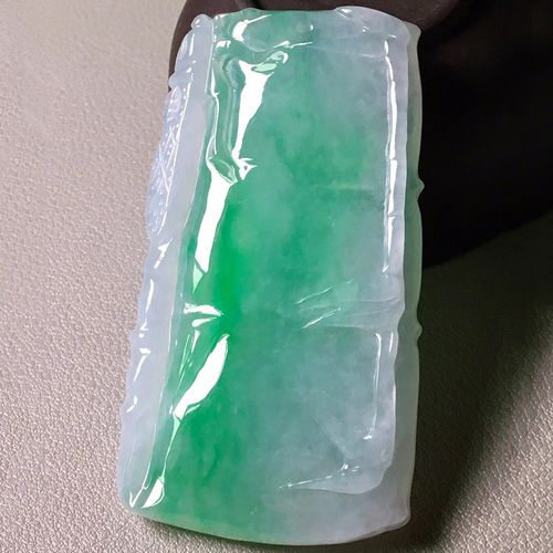 七小匠冰种飘阳绿翡翠竹节吊坠