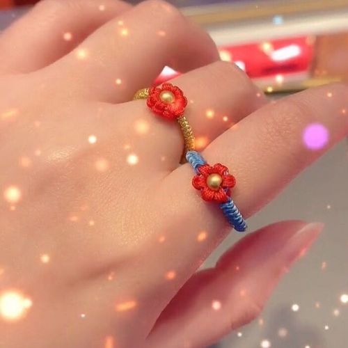 送你一朵小红花戒指在逃公主手绳手工编织戒指今年一路发编绳戒指