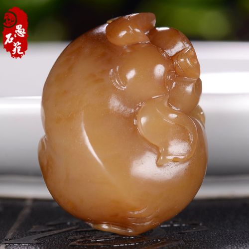 愚石苑新疆和田玉糖玉吊坠猪年迎新男女士款挂件生肖福猪 42.19克