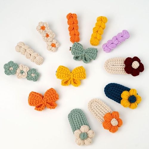 手工编织发夹手工diy材料包钩针编织刘海夹毛线发卡头饰闺蜜礼物