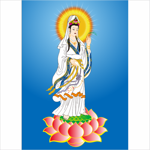 送子观音海报贴画挂画观世音菩萨图客厅中堂佛像画像寺庙装饰画