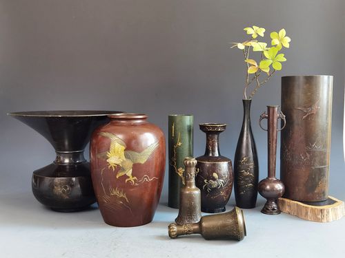 9月19日本进口回流高岗铜器铜花瓶花器插花花艺摆件观音瓶各样式a