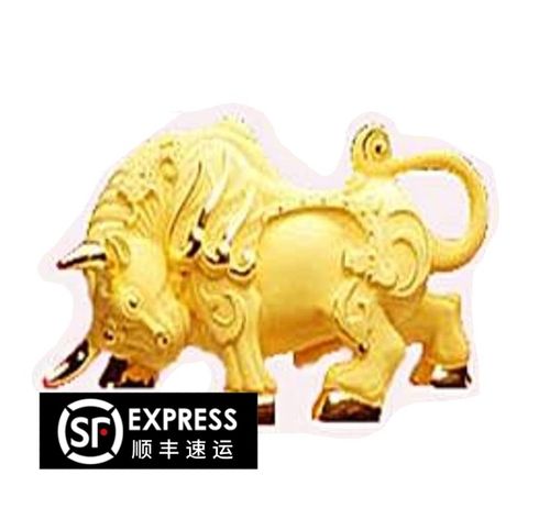 鸿运金牛摆件绒沙金生肖牛高档精美商务送客户公领导