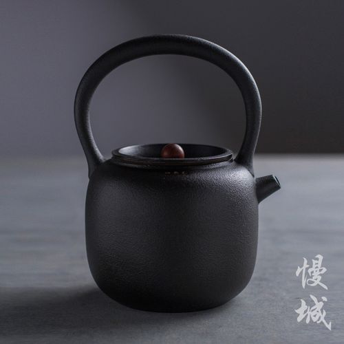 陶瓷煮茶壶 黑茶老普洱大容量电陶烧水提梁壶 茶道茶具黑色养生壶