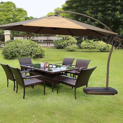 户外桌椅组合休闲庭院露天阳台室外藤椅三件套防水防晒带伞遮阳伞