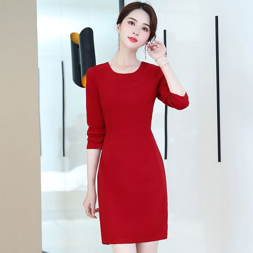 【杭州品牌】连衣裙女2020秋装女装新款中长款修身收腰包臀裙子