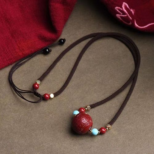 珠紫金砂吊坠男女项链挂件饰品锁骨链心经回纹真言民族风 心经锁骨链