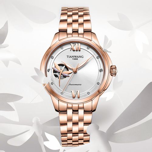 天王表2021新品专柜直发霏系列个性小蜻蜓镂空机械表女表ls51218