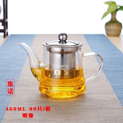 集诺加厚款玻璃泡茶壶花茶壶,家用茶壶,不锈钢内胆泡茶壶