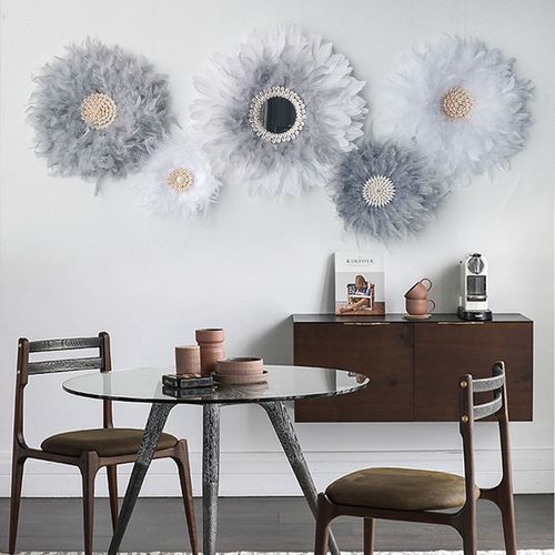 ins风羽毛墙面装饰挂件 创意墙饰客厅房间床头轻奢壁饰壁挂