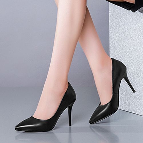 促销品牌新款职场工作鞋浅口真皮尖头高跟鞋春秋四季单鞋细跟女