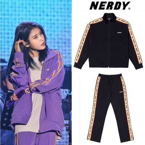 韩国代购潮牌nerdy串标情侣外套女iu明星同款休闲运动服跑步套装