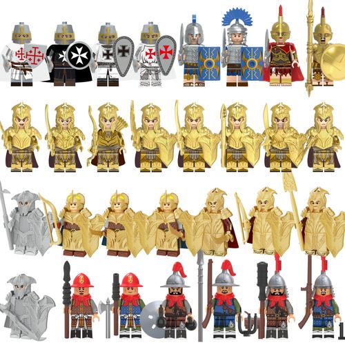 乐高中古骑兵系列斯巴达勇士百夫长圣殿骑士团拼插益智积木兽人仔