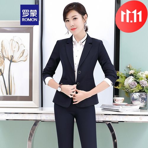 罗蒙西服套装女黑色时尚休闲2020秋冬韩版大码修身西装上衣商务正装