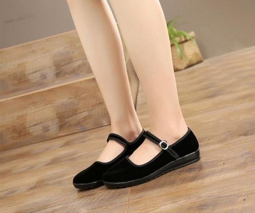 老北京布鞋女牛筋底一字带上班绑带小码黑色鞋新款软底休闲女单鞋
