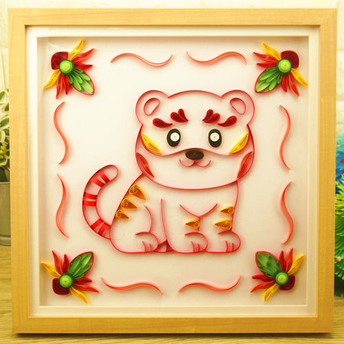 diy幼儿园小初中学亲子手工新年贺年老虎年12生肖纸艺衍纸材料包