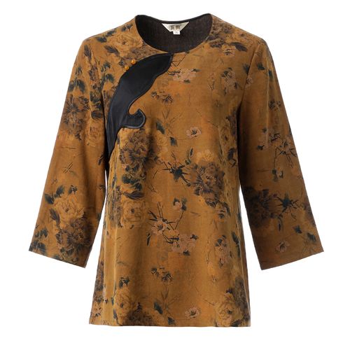 【莨颜原创】葡萄泥香云纱圆领旗袍女上衣莨绸妈妈宴会唐装中国风