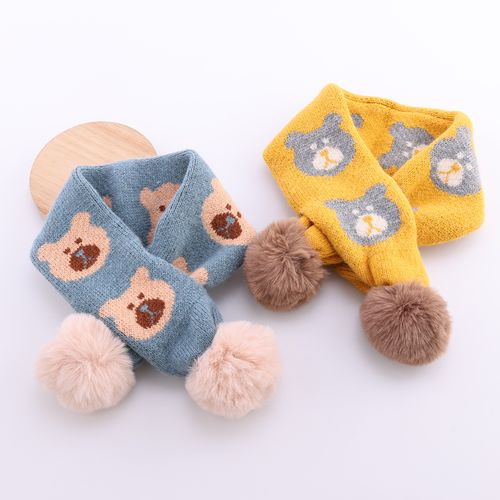 宝宝围巾秋冬季毛线婴儿围脖可爱卡通冬天加厚保暖男童女儿童围巾