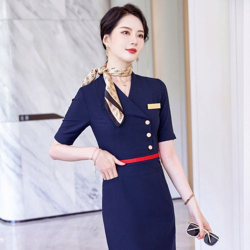 空姐职业装连衣裙时尚气质女神范春夏季面试正装珠宝店工作服裙子