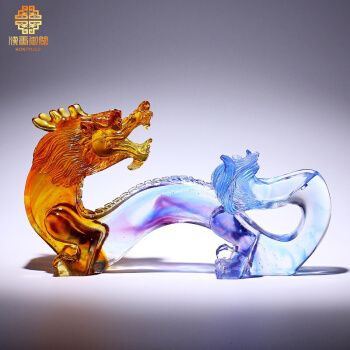 汉唐御阁 琉璃如意龙摆件工艺品高档龙腾四海生肖龙形家居客厅酒柜