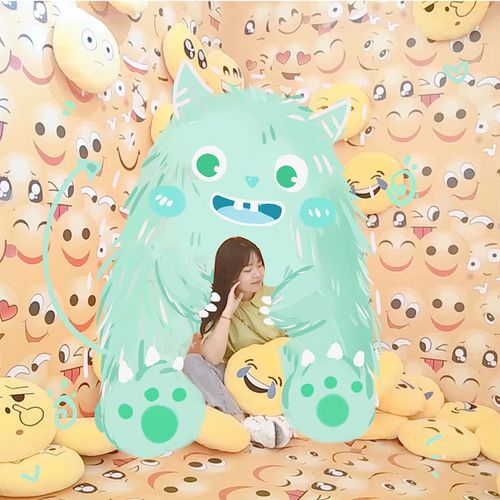 小怪兽涂鸦手绘照片 网红同款 画画头像定制 手绘涂鸦小怪物自拍