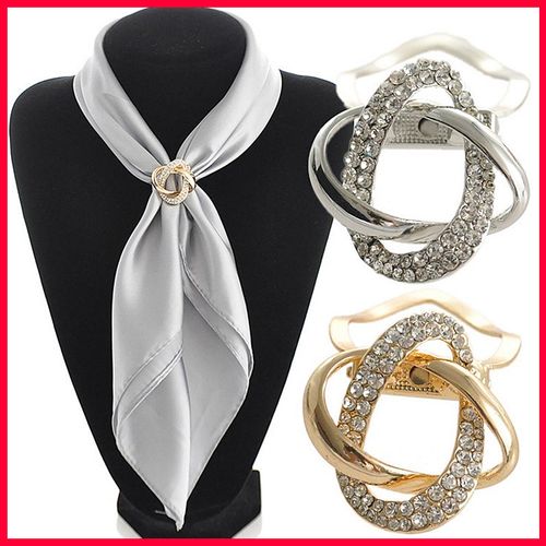 精品高档环绕精抛光丝巾扣个性时尚水钻钻胸针丝巾扣二用赠品礼品