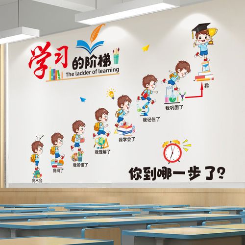 班级文化墙贴教室小学布置墙面装饰高三托管班辅导班标语培训机构