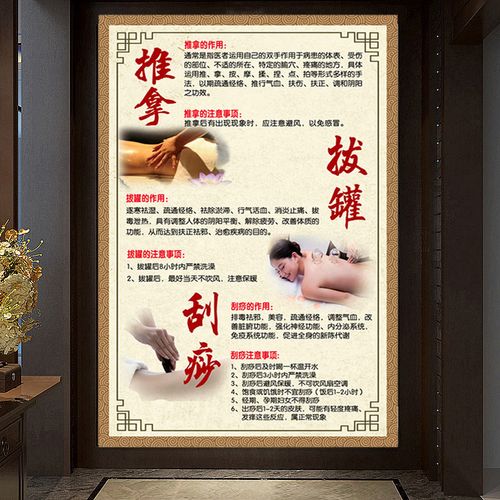 中医养生馆装饰画理疗推拿拔罐刮痧按摩海报推拿店宣传图画美容院养生