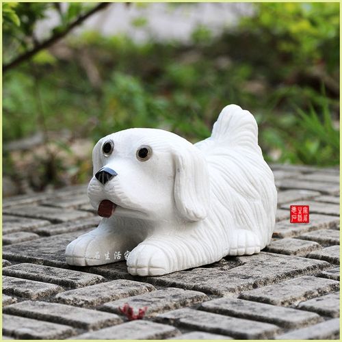 石雕小狗雕刻汉白玉石石狗摆设装饰家居办公创意礼品小趴狗工艺品