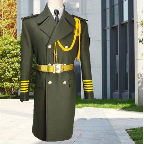 学校升旗手毛呢大衣定做军绿色仪仗队国旗班礼宾大衣新疆棉衣款【15天